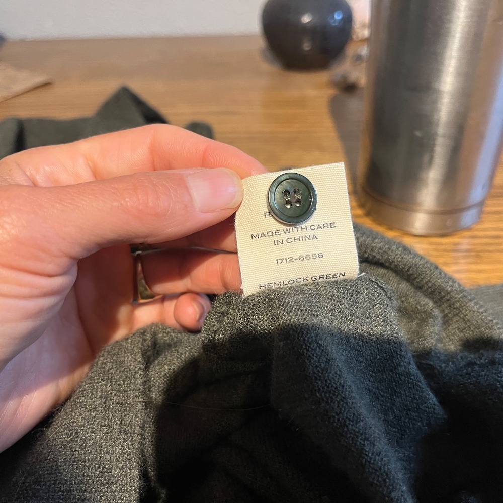 Doen cashmere sweater Eloi hemlock xs extra small polo pullover henley gray luxe - Picture 10 of 11